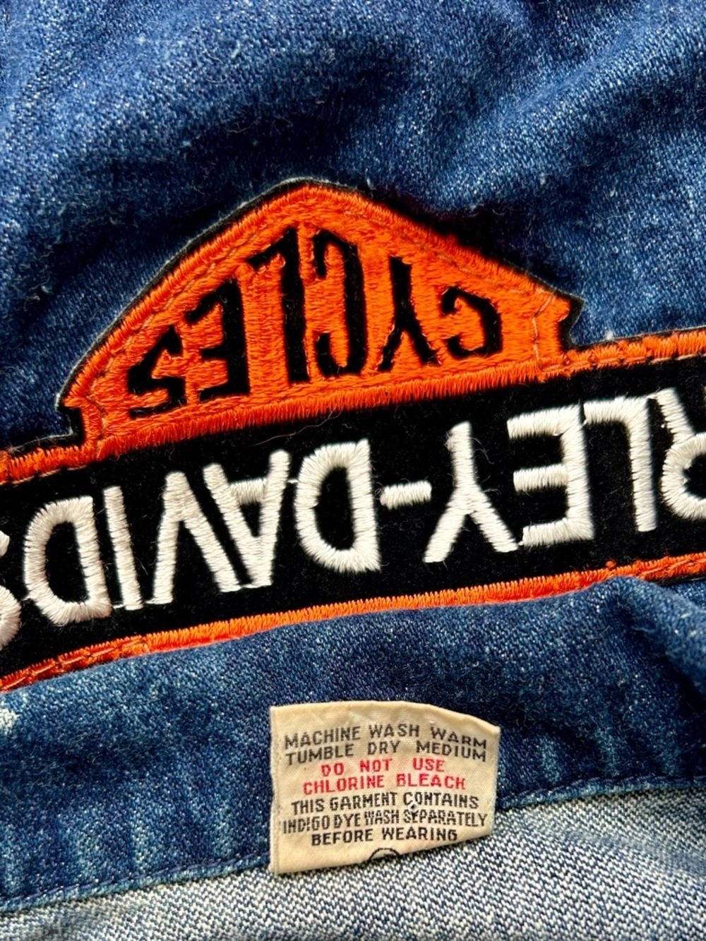 Vintage 90s Harley Davidson Denim Vest Boot Hill Saloon Electra Glide Eagle S - Picture 13 of 14